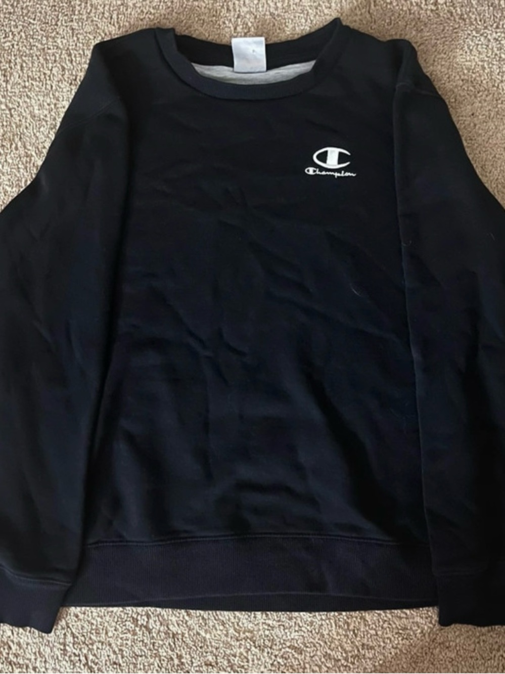 Champion Black Crewneck Sweatshirt with White Logo
